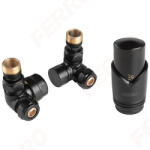 FERRO Polonia Set Robineti Rad. Colt. 1/2" Tur Term, Retur, Cap, Negru (ZTO30BL)