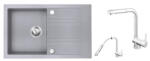 FERRO Set Chiuveta Ferro Mezzo II 1 Cuva si Picurator 780x480 mm, gri si Baterie Ferro Toledo - baterie stativa bucatarie cu pipa extractibila (DRGM48/78GA+BTD4PO)