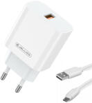 Jellico AK165 hálózati töltő adapter 22, 5 W QC3.0 USB + USB kábel - micro USB fehér