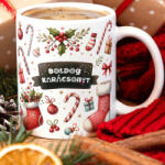 Deconline Crafts Egyedi neves karácsonyi bögre "Candy Christmas" 330 ml kerámia Full HD (DO129196-CERAMIC-MUG)