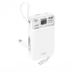 XO PR243 power bank 10000 mAh (Fehér) - gyorstöltés 22.5W, digitális kijelző, USB-C és Lightning kábel