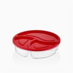 LUXPLASTIC IRIS BSF-00809 Duo kerek, 3 rekeszes tároló 1.200ml, elefántcsont, antracit vagy piros színű (BSF-00809) - pcx