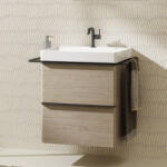 Hansgrohe Xelu Q Mosdószekrény mosdóhoz 580/475 két fiókkal, matt fekete fogantyú/természetes tölgy 54025670 (54025670)