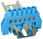 Tracon Szigetelt földelősín (N/PE), kék 230/400V, 63A, 6×9mm, 6P, IP20 NPE-B6-6 (-B6-6)