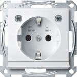 Schneider Electric MERTEN 2P+F csatlakozóaljzat (GYV) biztonsági zsalus, LED világítással, rugós bekötés, 16A, System-M, polárfehér MTN2304-0319 Schneider - Készlet erejéig! ! ! (2304-0319)