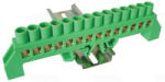Tracon Szigetelt földelősín (N/PE), zöld 230/400V, 100A, 8×12mm, 14P, IP20 NPE-G8-14 (-G8-14)
