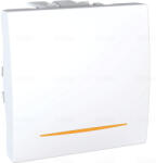 Schneider Electric Unica Egypólusú kapcsoló, ellenőrzőfényes, rugós bekötés, rögzítőkeret nélkül, 2 modulos, 10AX, fehér MGU3.201. 18S Schneider - Készlet erejéig! ! ! (3.201.18S)