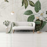 Wallvision Szürke alapon fehér virágmintás fotótapéta 312x219cm