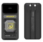 Awei P77K vésztöltő USB+Type-C aljzat (10000mAh, 22.5W, PD gyorstöltő + fix Type-C+lightning kábel) FEKETE (P77K) - bluedigital