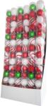 MagicHome MagicHome karácsonyi gömbök, 14 db, piros-fehér, díszített, karácsonyfára, 8 cm, termékdoboz 24 tubu (ST8091522)