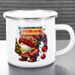 Deconline Crafts Egyedi neves karácsonyi bögre "Piros karácsonyi manó" 360 ml zománcozott fém Full HD (DO129203-ALU-MUG)