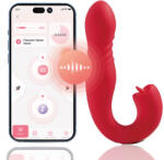 HoneyPlayBox JOI Thrust 2 Pressure Sensing App-Controlled Thrusting G-spot Vibrator & Tongue Clit Licker Red