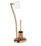 Relaxdays WIMEDO WC-papírtartó és WC-kefe készlet rozsdamentes acél réz 10020412