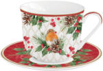 Easy Life Porcelán reggelizőcsésze+alj 370ml dobozban, Christmas Berries
