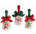 AFI Karácsonyi mikulásvirágos kerámia csengő - 10x5 cm - 3-féle (IMO-AFI-714970)
