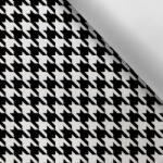 Takoy Țesătură imprimată impermeabilă poliester TD/NS picior de cocoș alb-negru 2x2cm