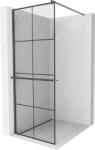 Mexen Kioto+, Walk-In zuhanyparaván polccal és akasztóval 70 x 200 cm, 8 mm átlátszó üveg fekete mintás, grafit profil, 800-070-121-66-77 (800-070-121-66-77)