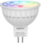 MiBoxer Bec LED Miboxer Mi-Light MR16 4W 12V AC DC 400lm 100lm W RGB+CCT LED Spotlight 2700-6500K, 16 milioane de culori, intensitatea luminii ajustabila, control de la distanta 30m 2.4GHz (FUT104)