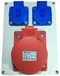 XBS Panou din plastic echipat 1 priza 5 poli 16A si 2 prize monofazice 16A 190x140mm organizare de santier IP44 (C62/A)