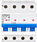 Schrack Technik Întreruptor automat modular trifazic (MCB) AMPARO 6kA, C 25A, 3P+N AM617825 (AM617825)