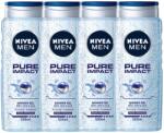 Nivea Men Pure Impact, gel de dus barbati, 4x500 ml (10923)
