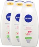 Nivea Rosa & Lapte de migdale, gel de dus hidratant, 3x650 ml (44944)