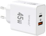 Lemontti Incarcator de retea LIRGFC45WQCA GaN Fast Charge 45W 1 x PD Type-C, 1 x USB-A Quick Charge 3.0 Alb (LIRGFC45WQCA) - vexio