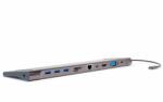 4smarts USB-C Хъб, 4Smarts 11in1 VGA-HDMI-Ethernet-USB 3.0-Card Slot, Сив (456358)