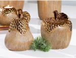  „Lausanne exkluzív matt fa hatású barna és fényes bronz színekben pompázó modern alma szobor - 16cm