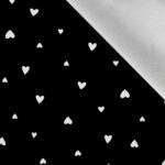 Takoy Téli softshell anyag fehér szívecskék fekete alapon