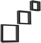 Mobikon Set 3 etajere mdf negru Kvadro 25.4x8.7x25.4 cm (0000203553) Raft