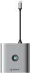 ORICO Adapter Hub 6w1 Orico, HDMI 4K + 2x USB-A 3.0, USB-C, 100W PD (FAX3-6PCR-GY-EP-IP) - scom