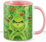Deconline Crafts Grincses karácsonyi bögre "Green Grinch" pufi hatású rózsaszín bögre (DO129208-PINK-MUG)