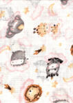  Mintás textil pelenka 1db-os - Cuki állatok rózsaszín - babyshopkaposvar