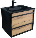 Piramida Euridika Oliva fekete fali bútor fekete mosdókagylóval (8375OLBL)