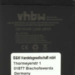 VHBW Elektromos kéziszerszámgép akkumulátor Bosch GBM 12VE, ORGAPACK OR-T50, Signode BHC2300 eszközökhöz - 12V, Ni-MH, 1500mAh (888400296)