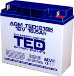 Ted electric Оловна батерия TED ELECTRIC, 12V, 18.5Ah, 181/ 76/ 167 mm, AGM (TED-12V-18.5-AGM) - Allstore