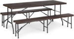 ModernHOME összecsukható Kerti asztal szett 2 paddal, 180cm (SZK-180B+2PCS SBK-18)