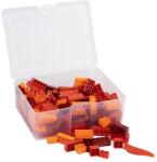 Q-BRICKS | 300 db-os vegyes, 100% kompatibilis építőkocka készlet különböző piros és narancs színekben