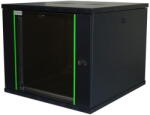 Deckro Rack 19'' 12U 600x450, de perete, usa din sticla, panouri detasabile si securizate, dezasamblat, capacitate 100kg, negru RAL9005, D-META-2, DECKRO (DM2604512UBB01FP)
