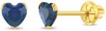 Bebe Gold Cercei Copii din Aur 14K, model Birthstone (zi nastere septembrie), forma Inima cu Piatra CZ Blue