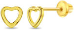 Bebe Gold Cercei din Aur 14K pentru Copii, model Open Heart, inchidere cu Filet si Protectie