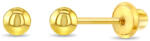 Bebe Gold Cercei din Aur 14K pentru Bebelusi, model Clasic Biluta 3mm, inchidere cu Filet si Protectie