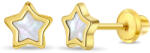 Bebe Gold Cercei din Aur 14K pentru Copii, model Stea cu Sidef Mother of Pearl, inchidere cu Filet si Protectie