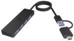 RaidSonic ICY BOX IB-HUB1424-C3 USB 3.2 Gen 1 (3.1 Gen 1) Type-A + Type-C 5000 Mbit/s Fekete (IB-HUB1424-C3)