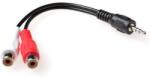 ACT 0.15m 2x RCA/3.5mm audio kábel 0, 15 M 2 x RCA Fekete (AK2026) - easy-shop
