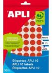 APLI Etikett, 10 mm kör, kézzel írható, színes, APLI, piros, 1008 etikett/csomag (lca2732) - irodaszer