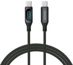 SAVIO USB-C - USB-C cable with display CL-174 1 m black USB kábel USB 3.2 Gen 1 (3.1 Gen 1) USB C Fekete (SAVIO CL-174)