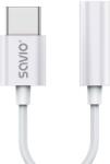 SAVIO AK-51 audio kábel 0, 11 M 3.5mm USB C-típus Fehér (SAVIO AK-51)