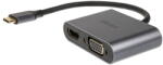 Akasa USB Typ C 2-In-1 Display-Adapter - silber - Digital/Daten - Digital/Display/Video csatlakozókártya/illesztő HDMI, VGA (AK-CBCA23-18BK)